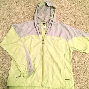 North Face Green and Gray Windbreaker with Hood